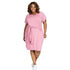 Plus Size Pure Cotton Short Sleeve Dress #Midi Dress #Pink